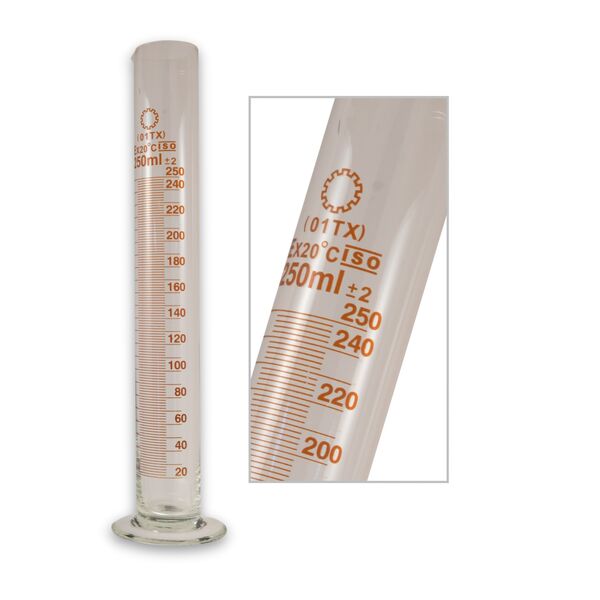 Ογκομετρικός κύλινδρος 250ml Γυάλινος