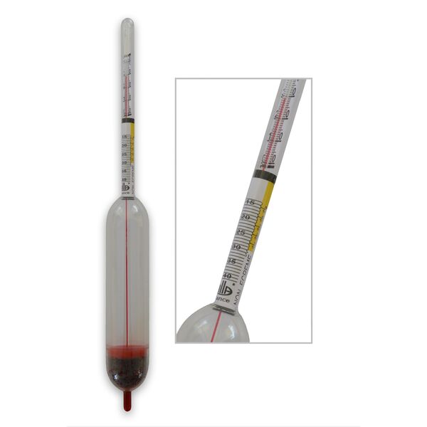 Γαλακτόμετρο με θερμόμετρο 1,015-1,040Sp.Gr. / 0+40�