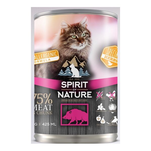 ΚΟΝΣΕΡΒΑ ΓΑΤΑΣ ΑΓΡ/ΝΟ SPIRIT OF NATURE CAT WILD BOAR 415gr